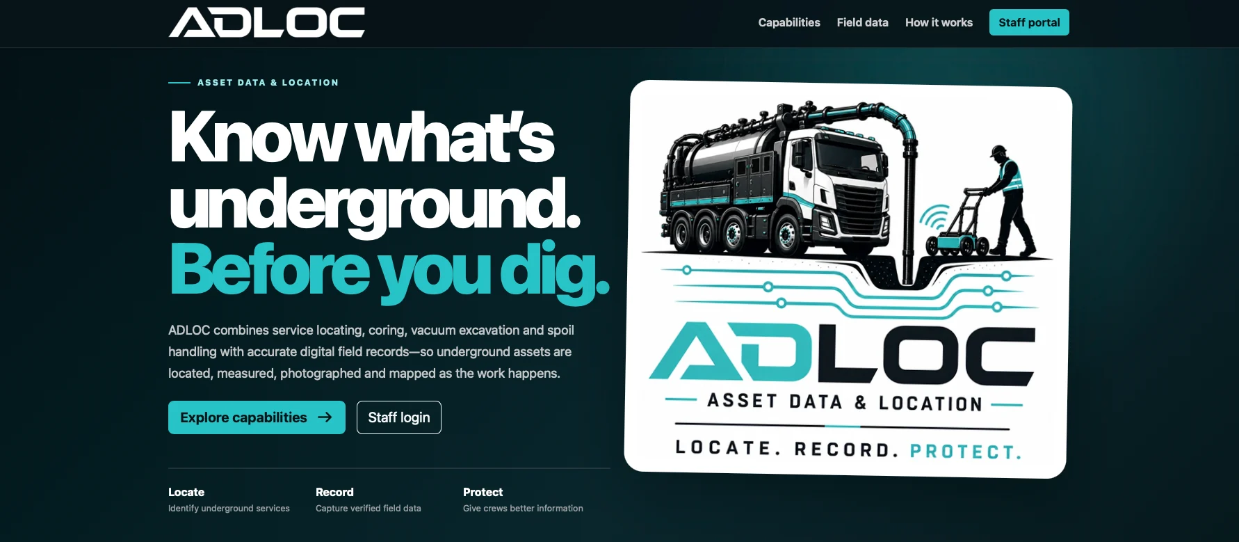 ADLOC’s custom website: Know what’s underground. Before you dig.